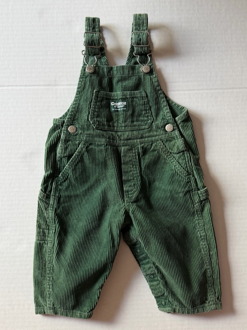 Vintage OshKosh B’gosh Vestbak Green Corduroy Overalls 12M